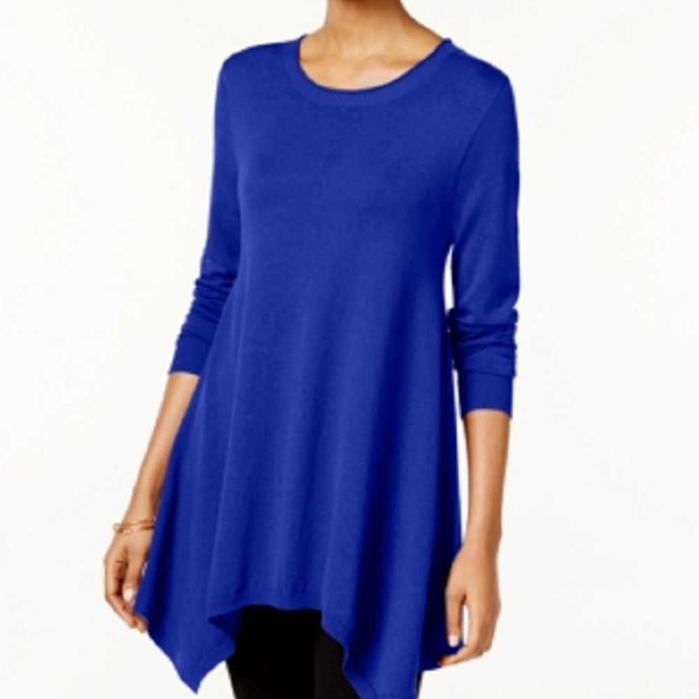 Grace Elements Handkerchief-Hem Sweater in Blue, Size XS, Retail $70.00